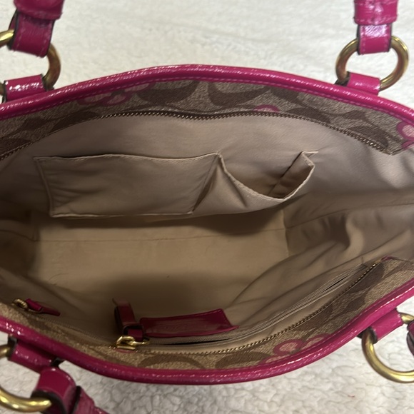 Floral Pink & Brown Coach Purse - Picture 4 of 5